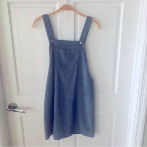 Bib Overall mini skirt a line powder blue corduroy